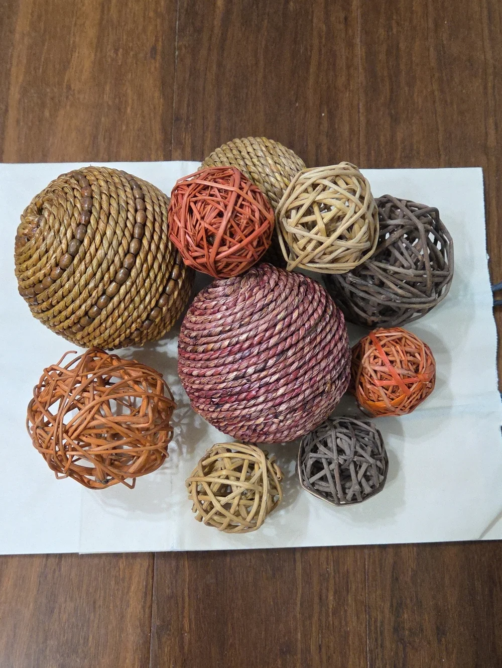 POTTERY BARN RUSTIC FARMHOUSE WICKER WOVEN BALLS FOR DECORATION FALL COLORS